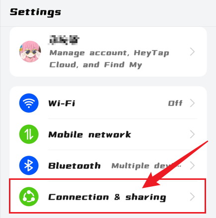 Open settings and find connecting option