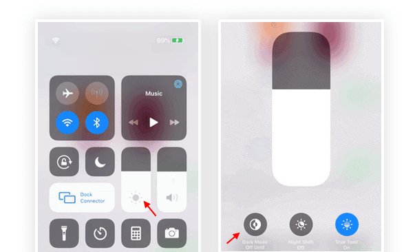 Enable or Disable Dark Mode from Control Center