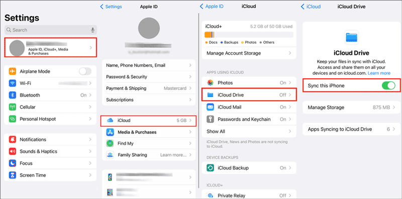 enable icloud sync this iphone