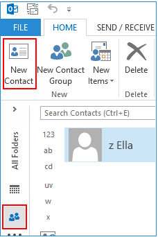 add new contact for outlook