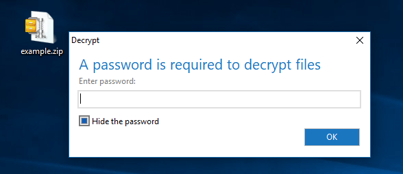 Decrypt zip file with found password