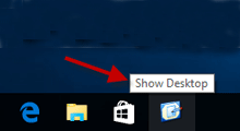 add show desktop icon to Windows 10 taskbar