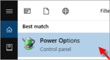 open Power Options in Windows 10