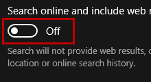 turn off web results in Windows 10 search